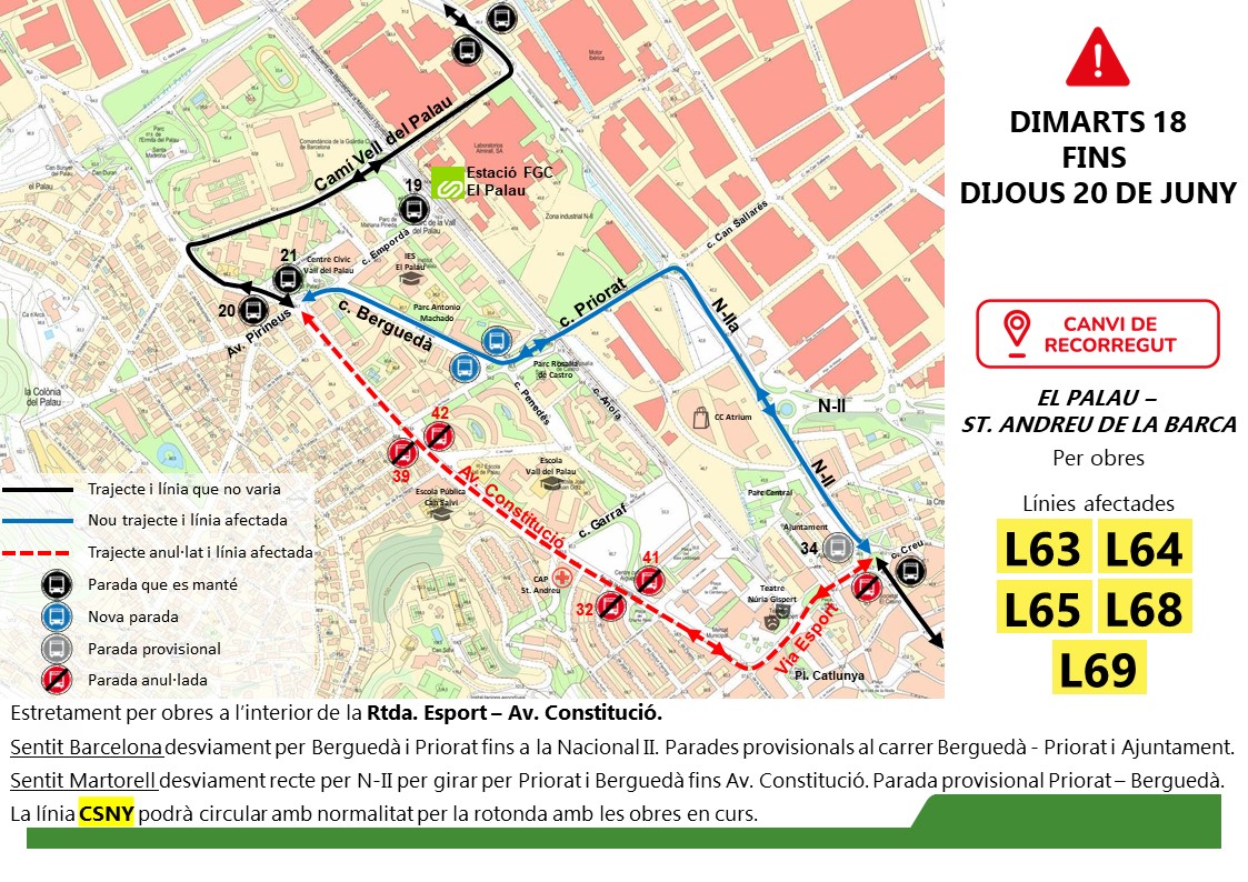 Noves afectacions al trànsit per treballs de reparació de la rotonda de la via Esport amb Av.Constitució